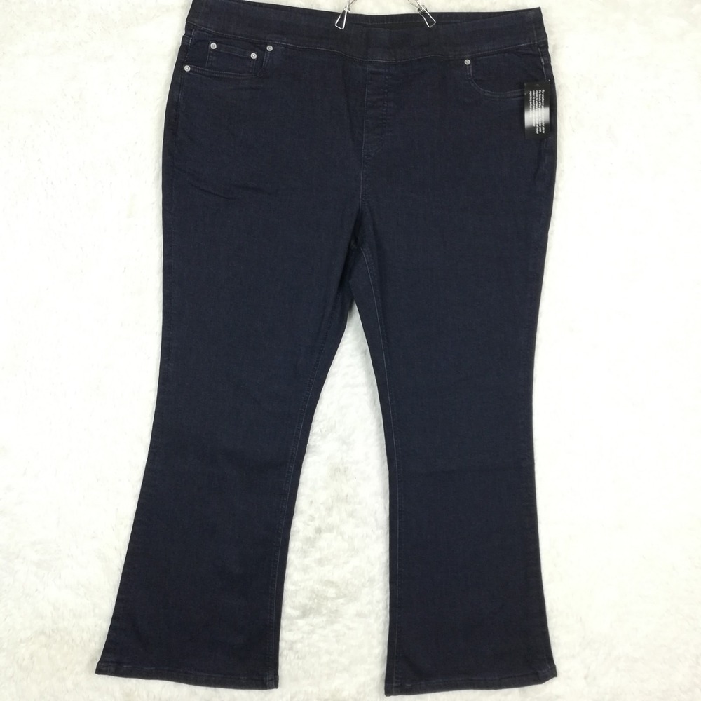 D & Co Womens Jeans Boot Cut Blue Denim Tummy‎ Control Dark Wash Plus 20W New